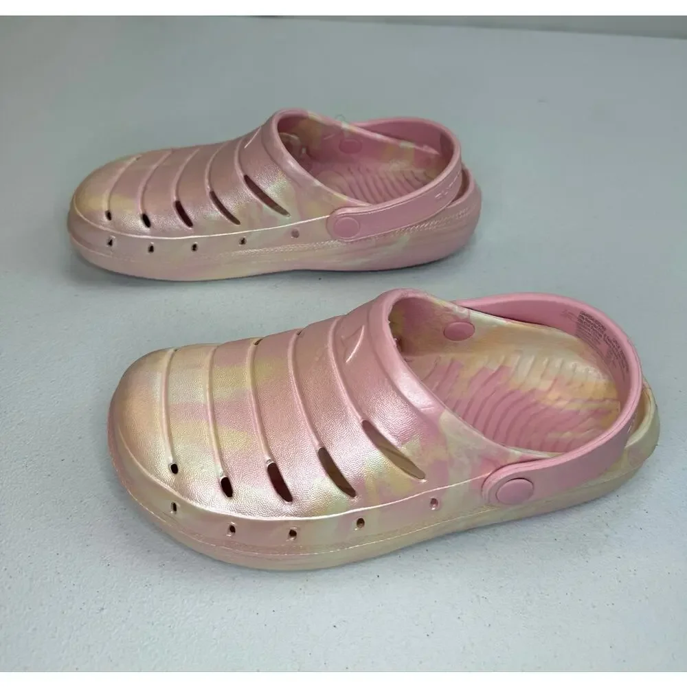 Rugged Shark Girls' Swivel-Strap Clogs Pink Swirl Size 2